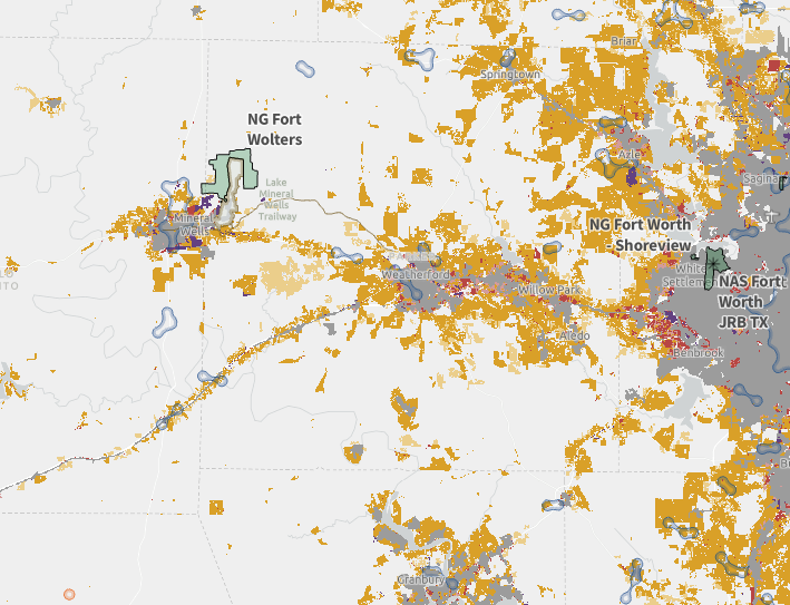 Screenshot from TAPFT showing expanding development from the DFW metroplex.